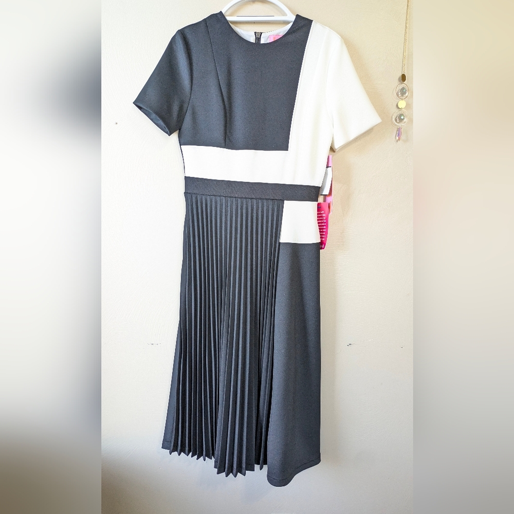 LTD Black & White Colorblock Dress, Professional, Party, Pleated, NWT, size 4